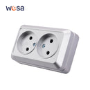 WESA Silvery Wall Surface Button Light Switch EU Spray Paint Plastic Outdoor 1 Gang 1 Way Wall Exterior Rocker On / Off  Switch