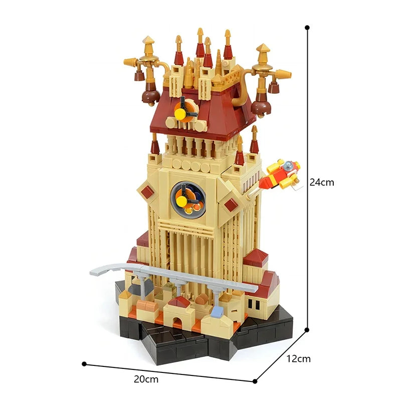 BuildMoc Kingdom Hearts Bell Tower Building Blocks Set Famous Street Evening Twilight House Bricks Toys For Children Xmas Gifts