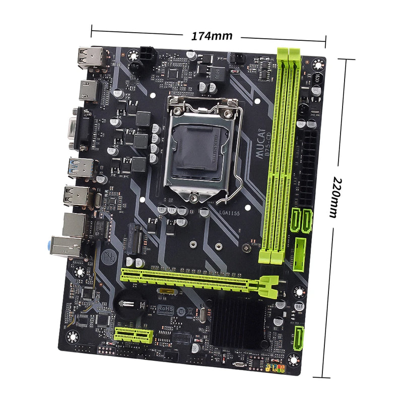 MUCAI B75 Motherboard LGA 1155 Compatible With Intel Core CPUs 2nd And 3rd Generations Supports M.2 NVME SATA SDD