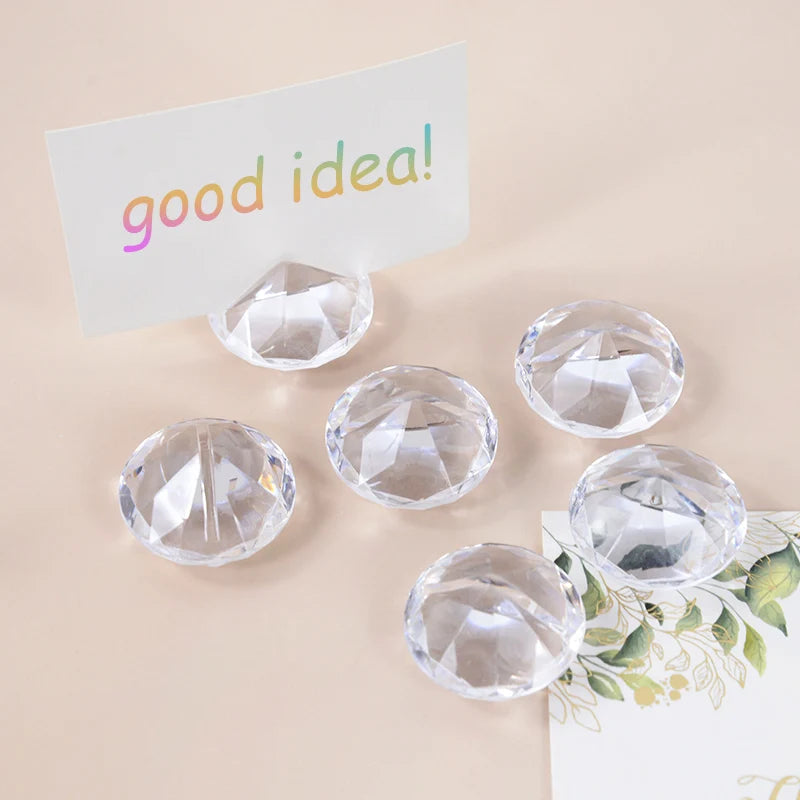 10pcs Diamond Acrylic Table Place Card Holder Crystal Number Name Card Stand Photo Clip for Wedding Anniversary Party Decoration