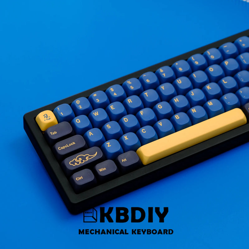 KBDiy GMK Keycaps PBT GMK Blue Samurai Keycap Custom Similar MOA KOA Profile for Gaming Mechanical Keyboard 130 Keys/Set for MX