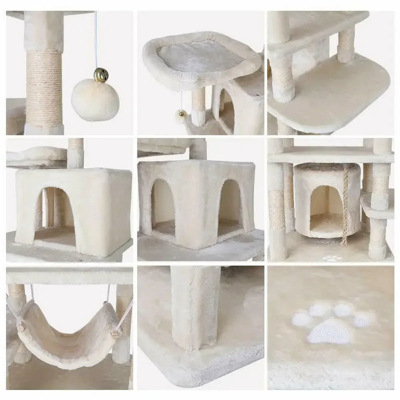 Cat Tree 170cm Tower Condo Furniture Scratch Post for Kittens Pet House Play for Indoor Cats, Plush Multi-Level Cat Condo