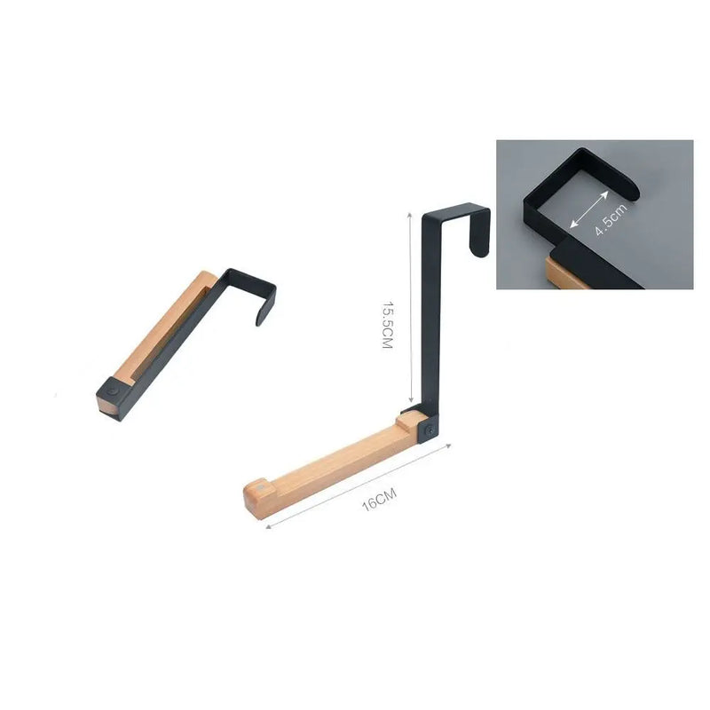 Premium Popular Foldable Metal & Wood With Anti Slip Strip Easy Install No punching Rear Door Hook Over Hanger The