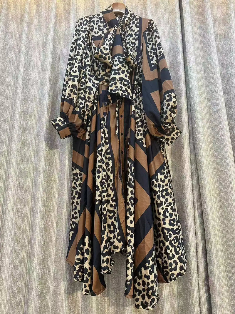 New 2024 Autumn Fashion Irregular Party Midi Dress Female long Sleeve Elegant Loose Print Casual Evening Dress For Women ﻿