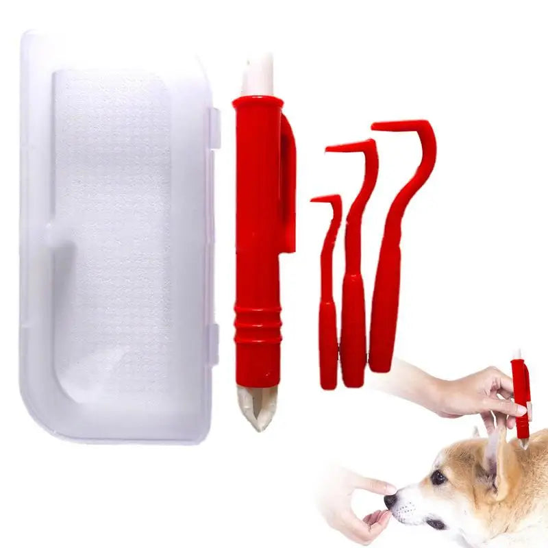 Tick Remover for Dogs 4 Pcs Tick Removal Tweezers Hooks Comb Kit Flea Remover Comb Lice Supplies for Pet Dog Cat Human Horse