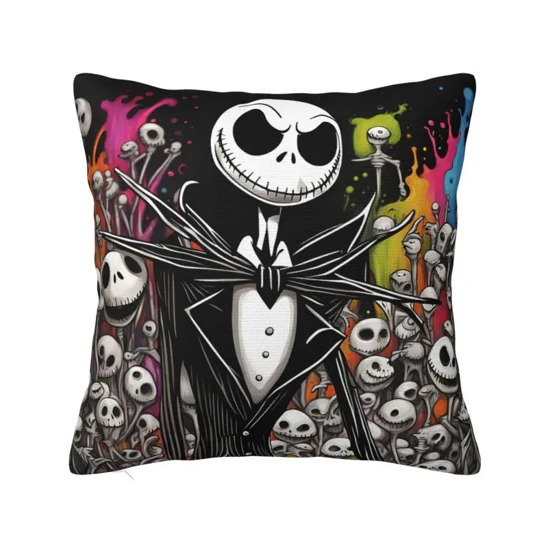 Custom Halloween Skull Jack Sally Throw Pillow Case Home Decor Nightmare Before Christmas Movie Cushion Cover Square Pillowcase