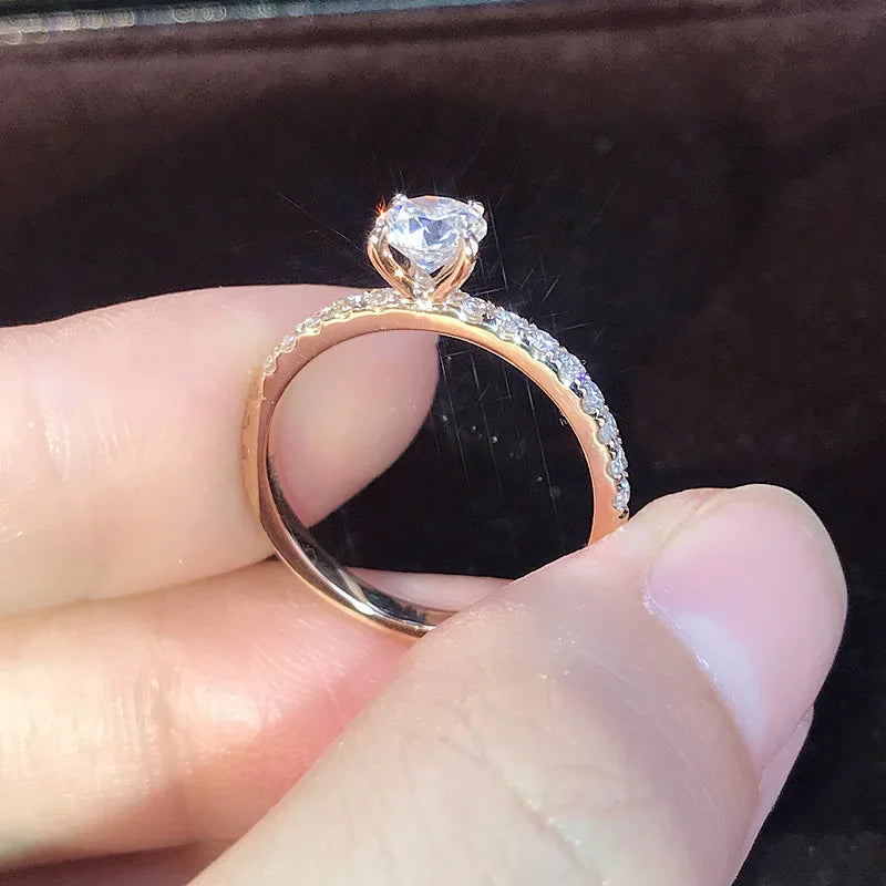 1pc New Fashion Women Trendy Shiny Crystal Ring Simplicity Elegant Temperament Engagement Wedding Jewelry