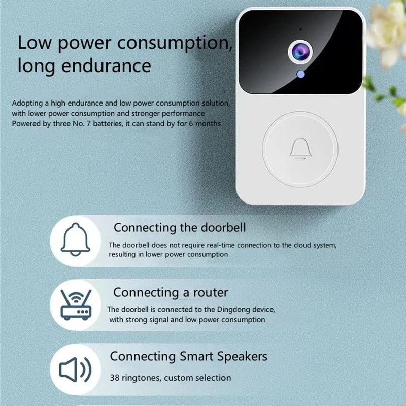 WiFi Video Doorbell Wireless HD Camera PIR Motion Detection IR Alarm Security Smart Home Door Bell WiFi Intercom for Home