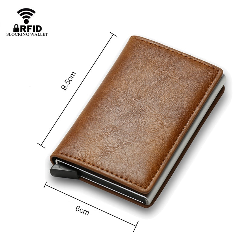 DIENQI Carbon Fiber RFID Blocking Men's Credit Card Holder Leather Bank Card Wallet Case Cardholder Protection Purse For Women