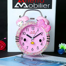 Hello Kitty cartoon alarm clock Kawaii creative mute bedside alarm simple clock rhinestone cute alarm clock Christmas giftft