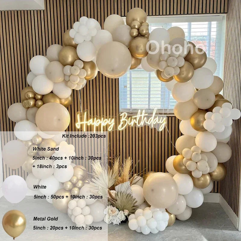 Beige Blue Balloons Garland Arch Kit Kids Boy One 1st Birthday Balloon Set Baby Shower Decoration Baptism Party Wedding