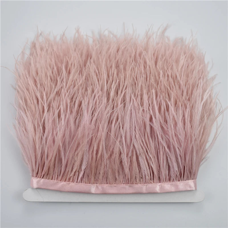 Wholesale Colorful Ostrich Feather Trims Width 8-10cm Natural Plume Ribbon Fringe for Needlework and Handicraft Skirt Decoration