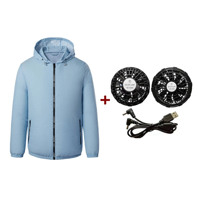 Men Outdoor summer coat USB Electric fan cooling Jackets men Air Conditioning Fan Clothes USB Heatstroke summer hood Jacket