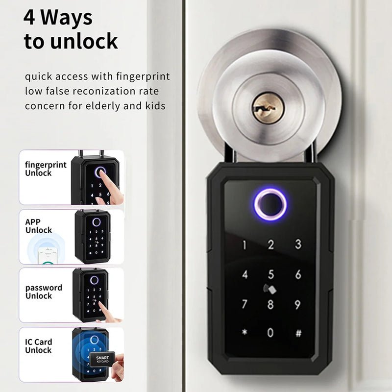 Tuya Smart Key Box Fingerprint Safe Storage Lock Key Digital Security Lockbox Combination Code IC Card Unlock Door Airbnb Rental