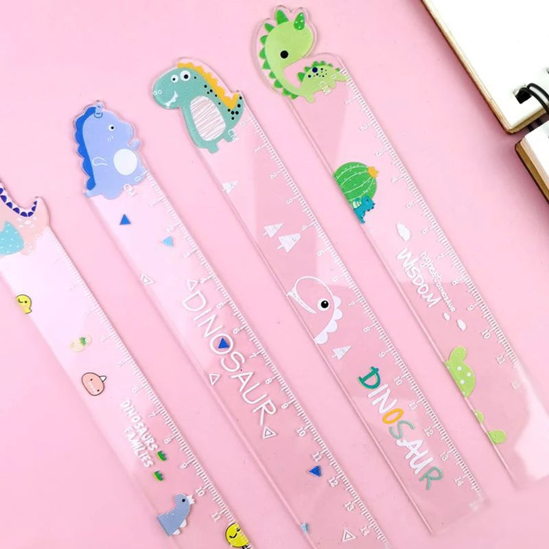 Dinosaur Ruler Kawaii Accessories Transparent Korean Cute Stationery 15cm Diy Drawing Tools Regla School Supplies Student Rulers