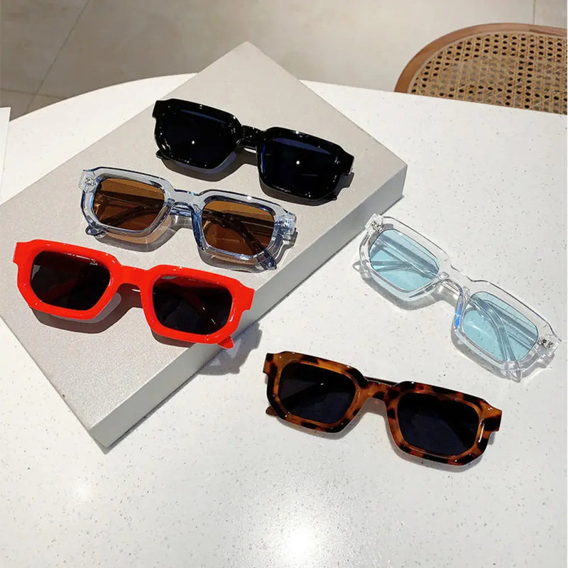 KLASSNUM Men Vintage Rectangle Frame Sunglasses Fashion Retro Sun Glasses Luxury Brand Design UV400 Shades Eyewear Women Goggles