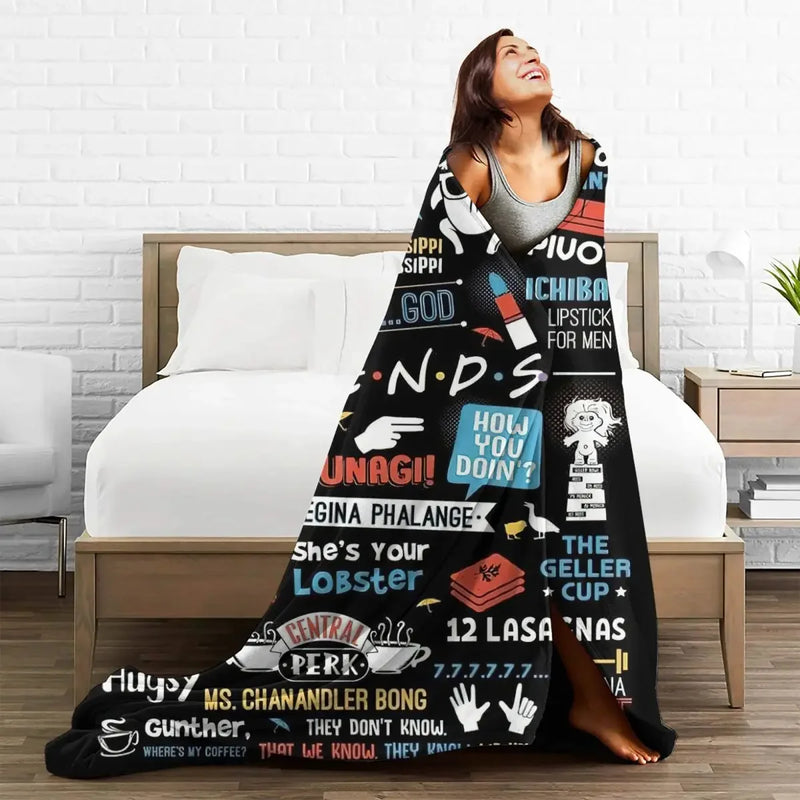 Friends TV Show Series Blanket Cover Flannel Cartoon Central Perk Lightweight Thin Throw Blanket for Bedding Couch Bed Rug