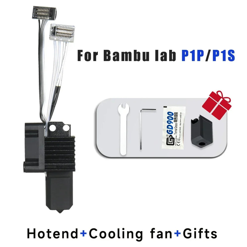 For Bambu P1P/X1C  Hotend Kit Hardened Steel Nozzle for Bambulab P1s Upgrade Hotend With Fan Complete for Bambu Lab X1 Carbon