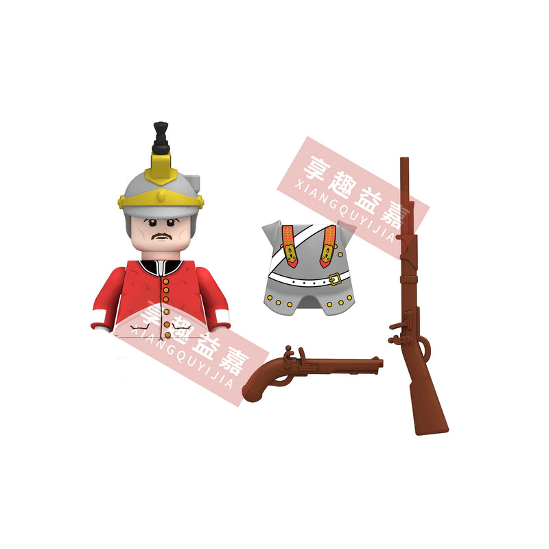 Medieval Napoleonic War French Dragoon British Soldiers Pirates Figures Army Scottish Fuisiler Building Blocks Weapons Brick Toy