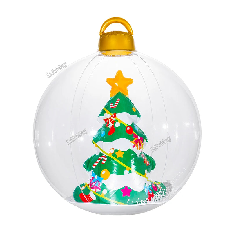 60cm Giant Luminous Inflatable Christmas Balls With Lights Pvc Outdoor Xmas Inflatable Decor Ball Holiday Yard Lawn Porch Decor