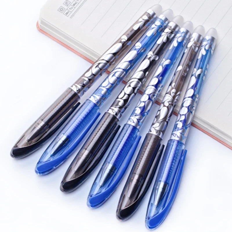 12pcs Gel Pen Eraser Set School Supplies Black Red Green Blue Color Erasable Ink 0.5mm Ball Pen Student School Office Supplies