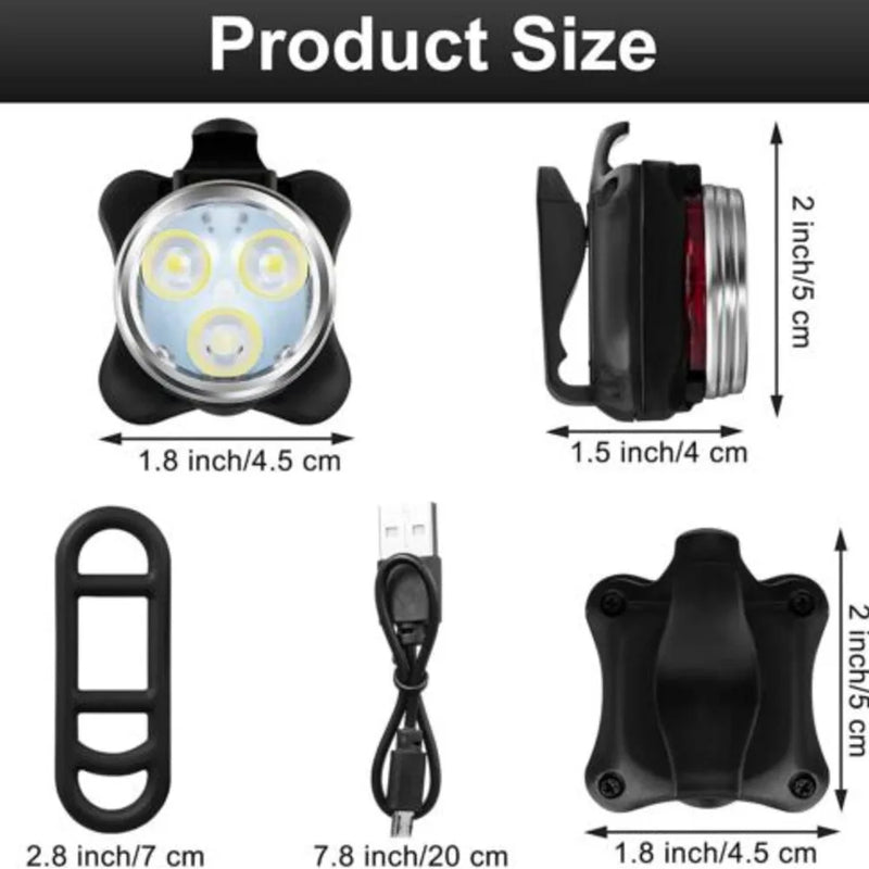 Bike Light Set, Super Bright USB Rechargeable Bicycle Lights,Waterproof Mountain