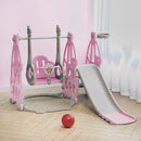 3 in 1 Kids Garden Climber Slide & Swing Set Basketball Hoop Children Playground, Pink