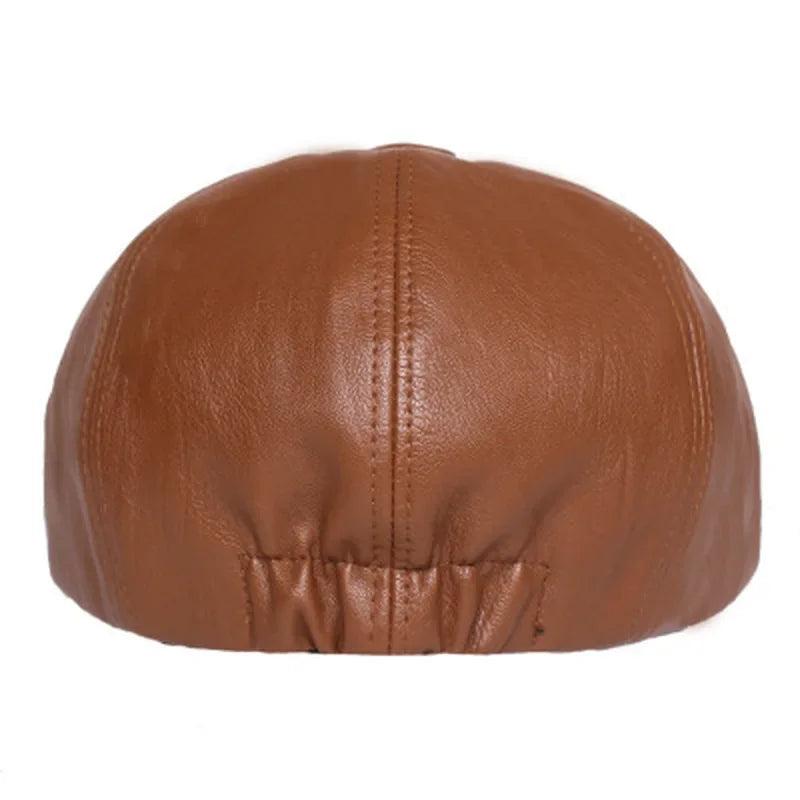 Retro Octagonal Leather Hat Autumn Men's Beret Elegant Fashion Cap Snapback Caps for Men Women