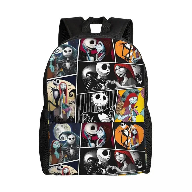 Custom Nightmare Before Christmas Backpacks for Men Women School College Student Bookbag Skellington Halloween Skull Bags