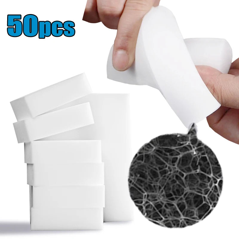 50 Pcs Melamine Sponge Magic Sponge Eraser Cleaner Car Home Kitchen Bathroom Nano Cleaning Sponges Car Interior Cleaning Tools