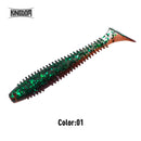 KINGDOM Screw Thread T-Tail Soft Fishing Lures 0.37g 0.8g 1.3g 2.2g Sinking Action PVC Soft Bait Artificial Swimbaits 20pcs/bag