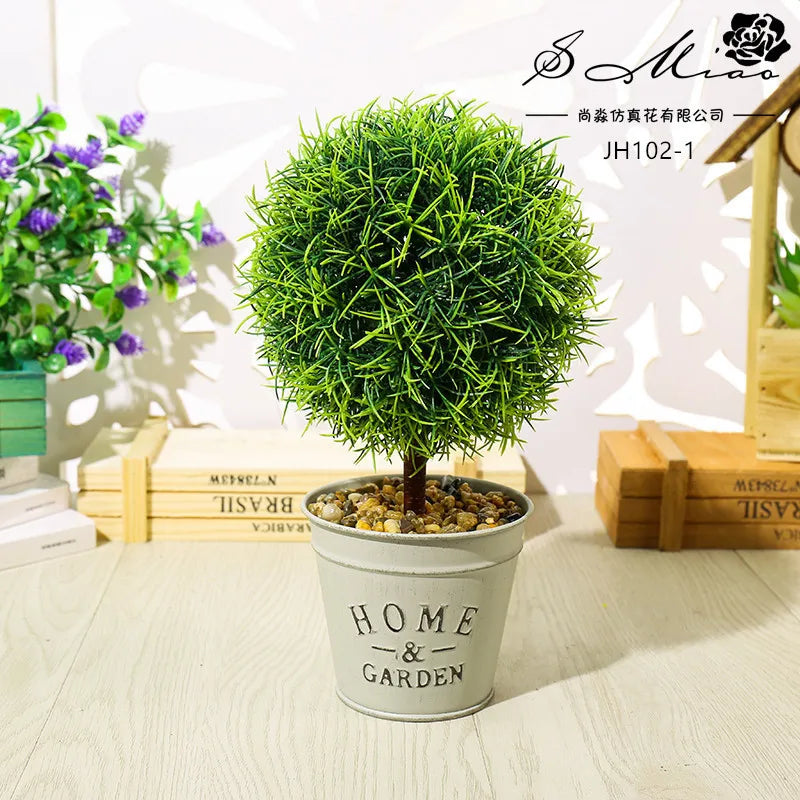 Artificial Plant Bonsai Creative Grass Ball Green Fake Plant Flower Potted Ornaments for Home Room Table Garden Decoration Gifts