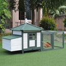 PawHut wooden chicken coop with nest box running space 196x76x97cm Green