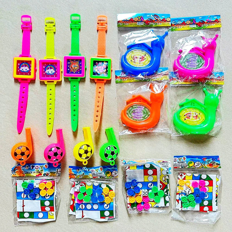 16Pcs Kids Birthday Party Favor Whistle Watch Game Chess Snail Candy Bag Gift Playset Piñata Fiesta Boys Girls Party Gift Reward