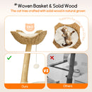Modern Solid Wood Cat Tree with Plush Cushion and Toy Ball Activity Tower Center Cozy Rest Sisal Rope Scratching Post for Indoor