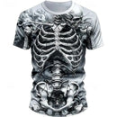 Halloween Skeleton Skull 3D Print T-Shirts Men Women O-Neck Short Sleeve T Shirt Oversized Harajuku Y2k Tees Tops Kids Clothing