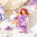 JIANWU Lazy Season Series Kawaii Girl Character Landscaping Sticker Creative DIY Journal Material Collage Stationery