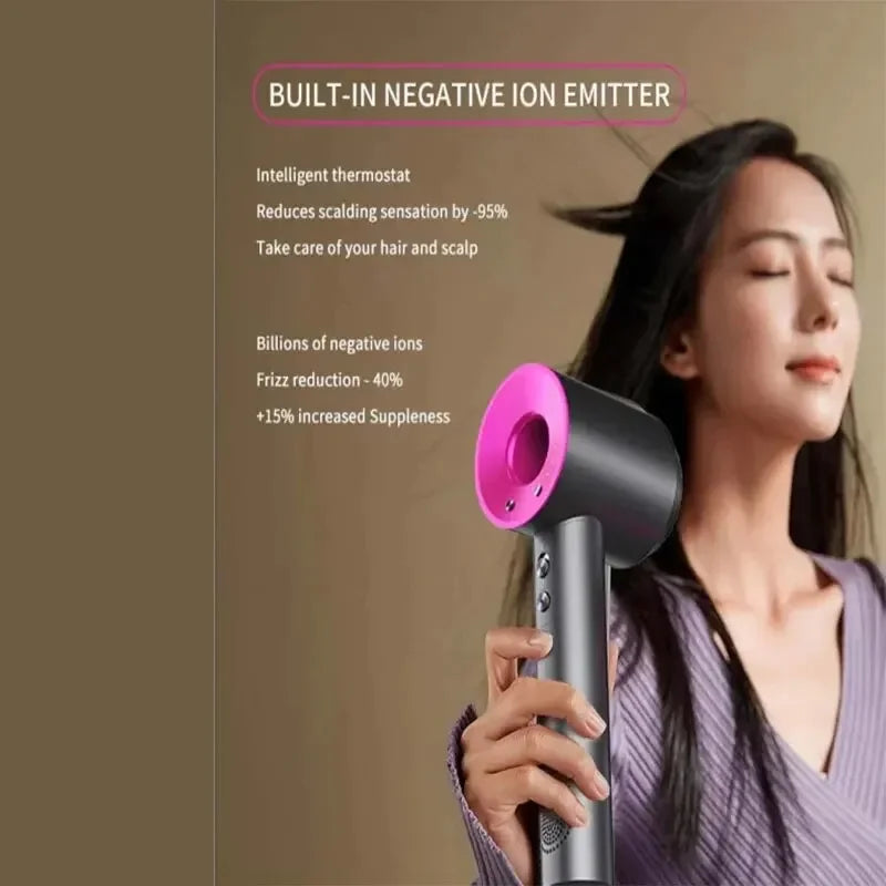 Professional Leafless Hair Dryer, Constant Temperature Negative Ion, 5 Attachments, Powerful Electric Hair Dryer for Home