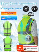 Fan Cooling suit includes 2 fans, 9 blades, 3-speed adjustment of wind speed,Vest for summer fishing trips (without power bank)