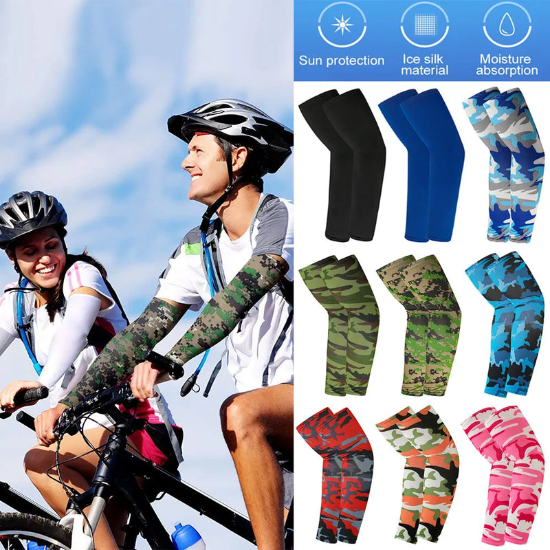 2Pcs Arm Sleeves Warmers Sports Sleeve Sun UV Protection Hand Cover Cooling Warmer Running Fishing Cycling Arm Cover Sleeves