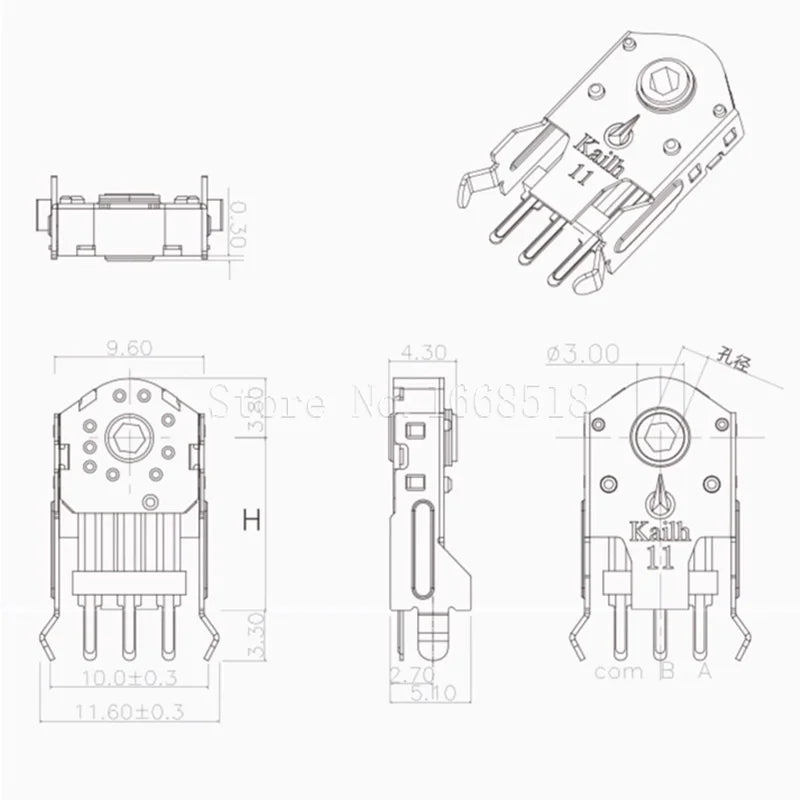 Kailh 5/7/8/9/10/11mm Rotary Mouse Scroll Wheel Encoder With 1.74mm Hole Mark,20-40g Force For PC Mouse
