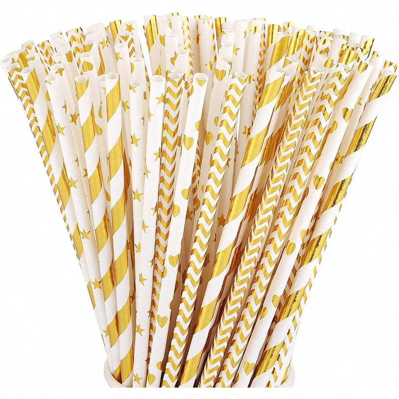 Iridescent Disposable Drinking Party Paper Straws Biodegradable Cocktail Straws For Birthday Party Supplies Baby shower Wedding