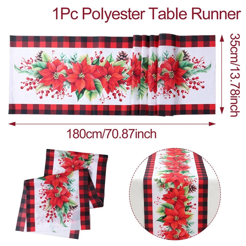 Christmas Table Runner Merry Christmas Decorations for Home 2024 Table Runner Xmas Ornaments Navidad Natal New Year Gift 2025