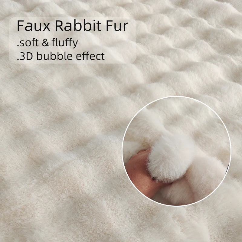 Faux Rabbit Carpet For Bedroom Hairy Fluffy Mat Washable Area Rug Shaggy Soft Christmas Decoration Luxury Sofa Mat Cushion