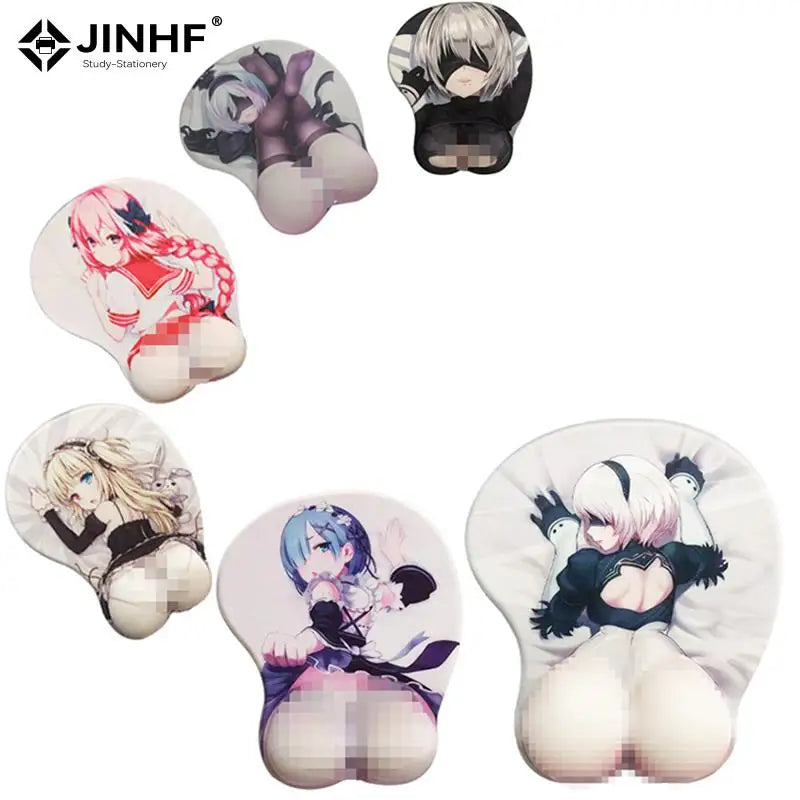 Creative Anime Ergonomic Mouse Pad with Wrist Rest Non-Slip Rubber Pad Under Hand Office on The Table Hand Cushion Wrist Support