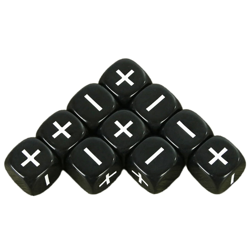 Fate Dice Opaque Black  White 10PCS 16mm for Board Game Accessories