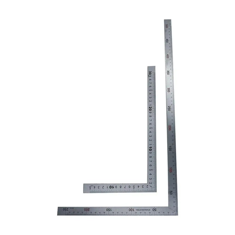 Stainless Steel L Shape Ruler Double Sided Ruler Measuring Tool Metal Straight 90 Degree Angle Ruler for Office School Supplies