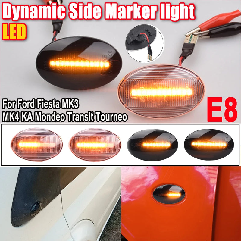 LED Dynamic Side Marker Light Flowing Turn Signal Blinker For Ford Fiesta MK4 1995-2001 KA 1996-2008 Transit 1995-2000