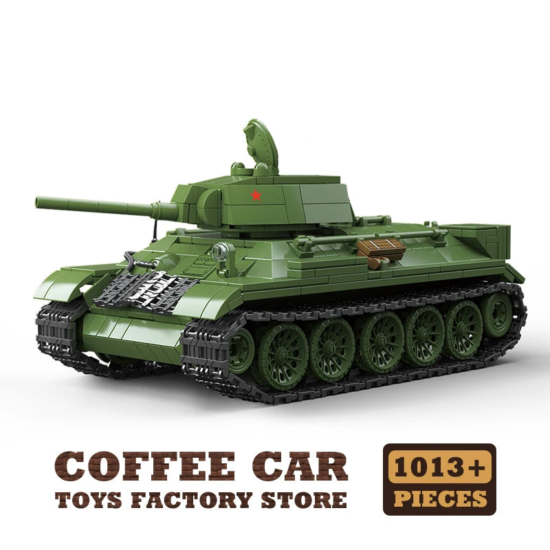 M4A3 Medium Tank Building Blocks T34/76 Armored Cars Bricks Model WW2 Classic Military Toys Adult Boys Kids Christmas Gifts DIY