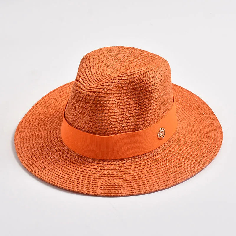 New Summer Straw Hat for Women Panama Soft Shaped Beach Sun Hat Outdoor UV Protection Travel Hat Sombreros De Mujer